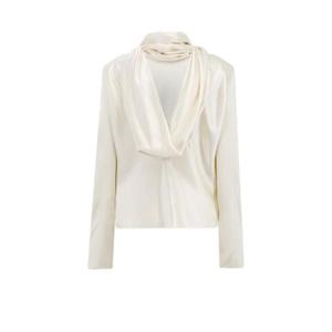 Saint Laurent 드레이프 크레이프 블라우스 765331Y001W 9601 TP946082601