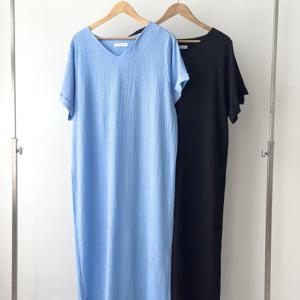 나야홍 / 빅사이즈반팔원피스 U866L507 롤링일자라인롱원피스 R