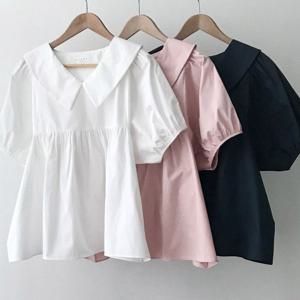 나야홍 / 빅사이즈카라블라우스 U468L507 롤리왕퍼프반팔블라우