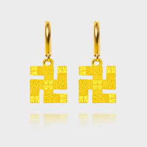 [베티블루] 999 24K 순금 불교 만자 패턴 여성 7.5g 금 원터치 귀걸이