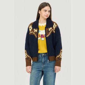 [베네통]퀼팅 배색 카라 집업 니트 가디건 (BAKC71461)