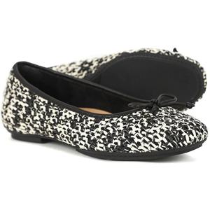 [정품] 핏플랍 여성 델리카토 바우 우븐 블랙 아이보리 발레리나 플랫슈즈 (IT2-C24)