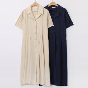 나야홍 / 빅사이즈카라원피스 U920L507 썸머피그닉주름원피스 L