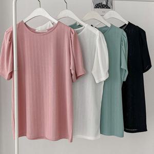 나야홍 / 빅사이즈셔링티 U903L507 디바라운드주름티셔츠 BN