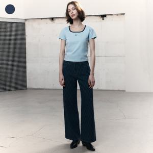 [게스(진)]여성 데님 원워시 다이아 패턴 와이드 OP2D5055