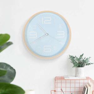 자연을 담은 우드프레임 인테리어 스카이블루 벽시계