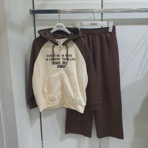 [소이]래글런 후드집업점퍼, 브라운 와이드 셋업바지 25F0751_25