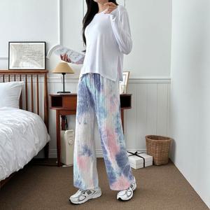 오로라 나염 그라데이션 주름통바지 SD-240412 여성바지 여자여름바지 얇은바지 주름바지 와이드바지