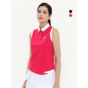 [듀빅]듀빅 여성 배색포인트 민소매 카라티셔츠 DD2WTS109