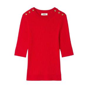 산드로 버튼 장식 골지 티셔츠 SFPPU02667