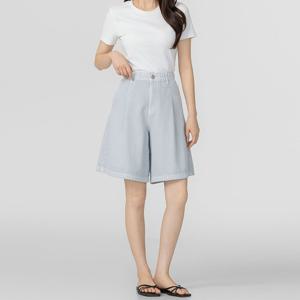 샵앤) 국내산 고퀄 여성 스판 데일리 원턱 면 반바지 ATT-WPT-4696-연보라