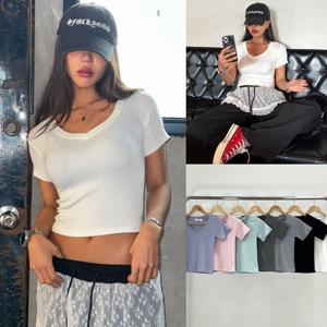 나야홍 / 위쉬몰 NO 예쁜넥라인무지티셔츠(U980H507) 크롭 스판