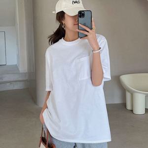 오버핏 코튼 여성 포켓 베이직 반팔티 MFNC-040126 여성면티