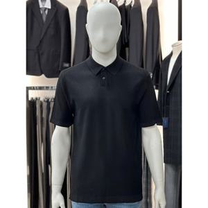 [바쏘옴므]블랙_베이직 반팔 카라 니트 WSY2GW43A_SC