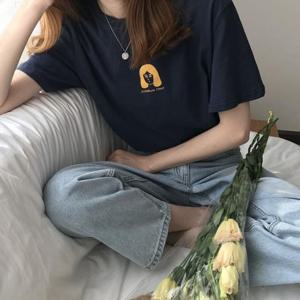 단발머리 여성 반팔 박스 티셔츠 BI A200510 여성 티셔츠 반팔 크롭티 나시티 티