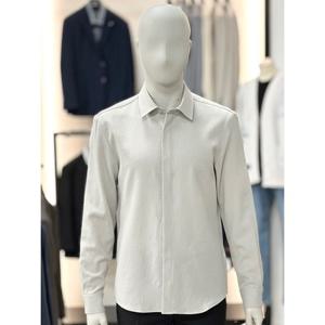 [바쏘옴므]베이지_솔리드 히든 캐주얼 셔츠 WSY1TT29A_SC