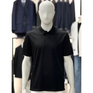 [바쏘옴므]블랙_프리미엄 베이직 카라 반팔 티셔츠 WSY2KT12A_SC