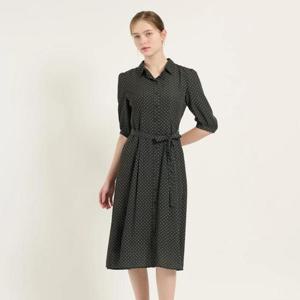 [비씨비지]셔츠형 플레어 벨티드 원피스  B5C7O671