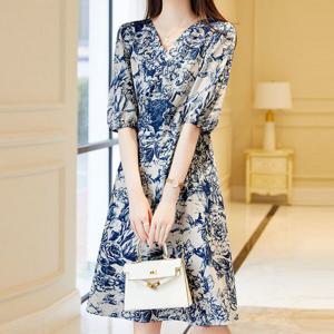 [베나프]블루밍 나염 반팔 원피스_BJ2OP037