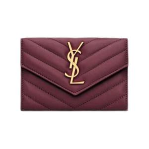 생로랑 카산드라 월렛 램스킨 루즈 카베르네 414404-AAA44-6195