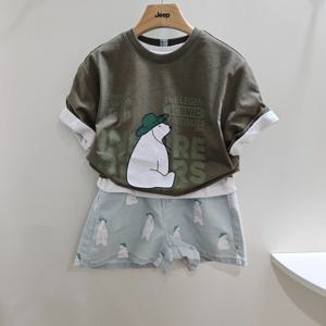 [지프키즈]24신상공용키즈  후로피 곰나염반팔  반바지KP2TSU164