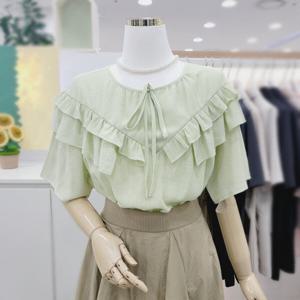 [비지트인뉴욕]러블리 러플 디테일 반팔블라우스 VA5SS31i_US