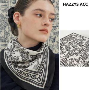 [선물포장]Toile de Jouy 블랙 사각 실크 스카프 HISC5F300BK