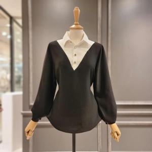 [아니베에프]  A2AWBL580_카라 배색 블라우스