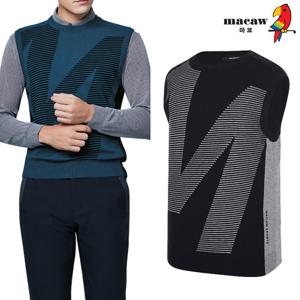 [마코] (남성)ST패턴 배색 니트 베스트_MMM3SV01