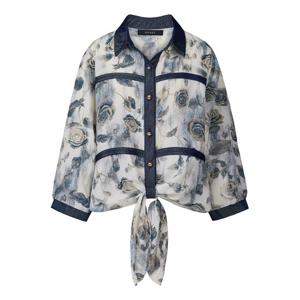 FOCUS  로즈 나염 데님 배색 블라우스 PBINF5F1BL5011