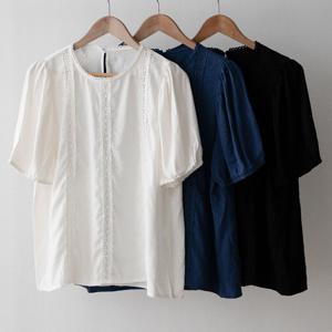 나야홍 / 빅사이즈레이스블라우스 V033L507 동글넥라인꽃블라우