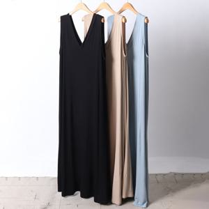 나야홍 / 빅사이즈민소매원피스 D609L508 브이라인롱실키원피스