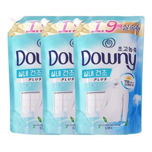 다우니 실내건조 초고농축 섬유유연제 프레시 클린 리필 1.35L x3