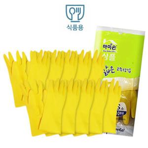 조리장갑 주방장갑 마미손 심플 조리 주방 고무장갑 식품용 노랑10쌍