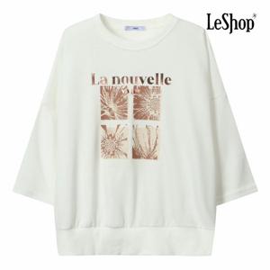 [르샵] 스퀘어 컷팅 프린팅 7부 소매 티셔츠 (BP8TS004A)