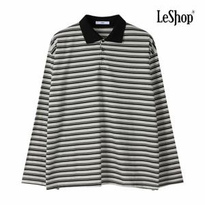 [르샵] 버튼 카라넥 루즈핏 단가라 티셔츠 (BP8TS006A)