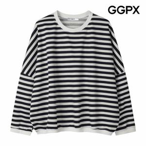 [GGPX] 스마일 패치 스트라이프 맨투맨 티셔츠 (GP8TS009F)