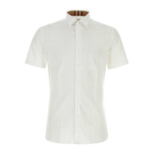 버버리 화이트 스트레치 포플린 반팔 셔츠 8079594 A1464