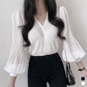 블라우스 가디건 브이넥 데일리 퍼프 의류 FD-0175