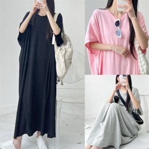 그리스와이드박스원피스 FN 빅사이즈여성의류 데일리 의류 오버핏 (U257H504)