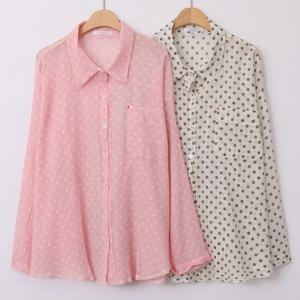 나야홍 / 빅사이즈카라셔츠 V081L508 활용좋은도트패턴남방 LY