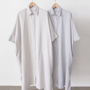 나야홍 / 빅사이즈셔츠원피스 V104L508 깔끔한셔츠줄무늬원피스