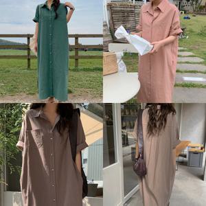 나야홍 / 빅사이즈셔츠원피스 V102L508 컬러감예쁜반팔원피스 G