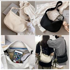 심플 캔버스 호보 크로스백 남녀공용 데일리 스쿨백