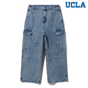 [유씨엘에이]남녀공용 와이드핏 사이드 밴딩 카고 데님 조거팬츠 UB3DP4A