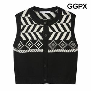 [GGPX] 기하학 짜임 버튼 니트 베스트 (GP8VT002F)