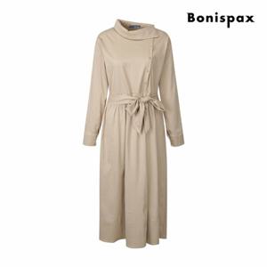 [보니스팍스] 투웨이 넥 카라 셔츠 롱 원피스 (XP8OP009M0)