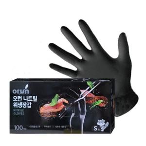 오런 니트릴 위생장갑S 블랙 100매 요리장갑 주방장갑