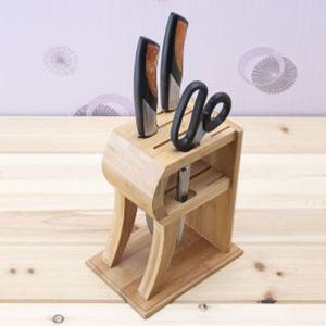 6구 대나무 주방칼 진열대 / 원목 칼꽂이함