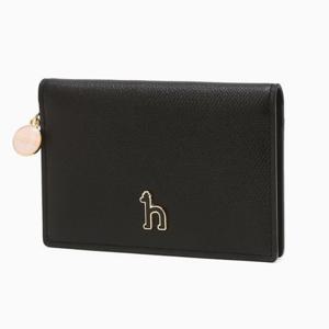 [헤지스ACC] 블랙 소가죽 참장식 플립 카드지갑 HIHO5F920BK